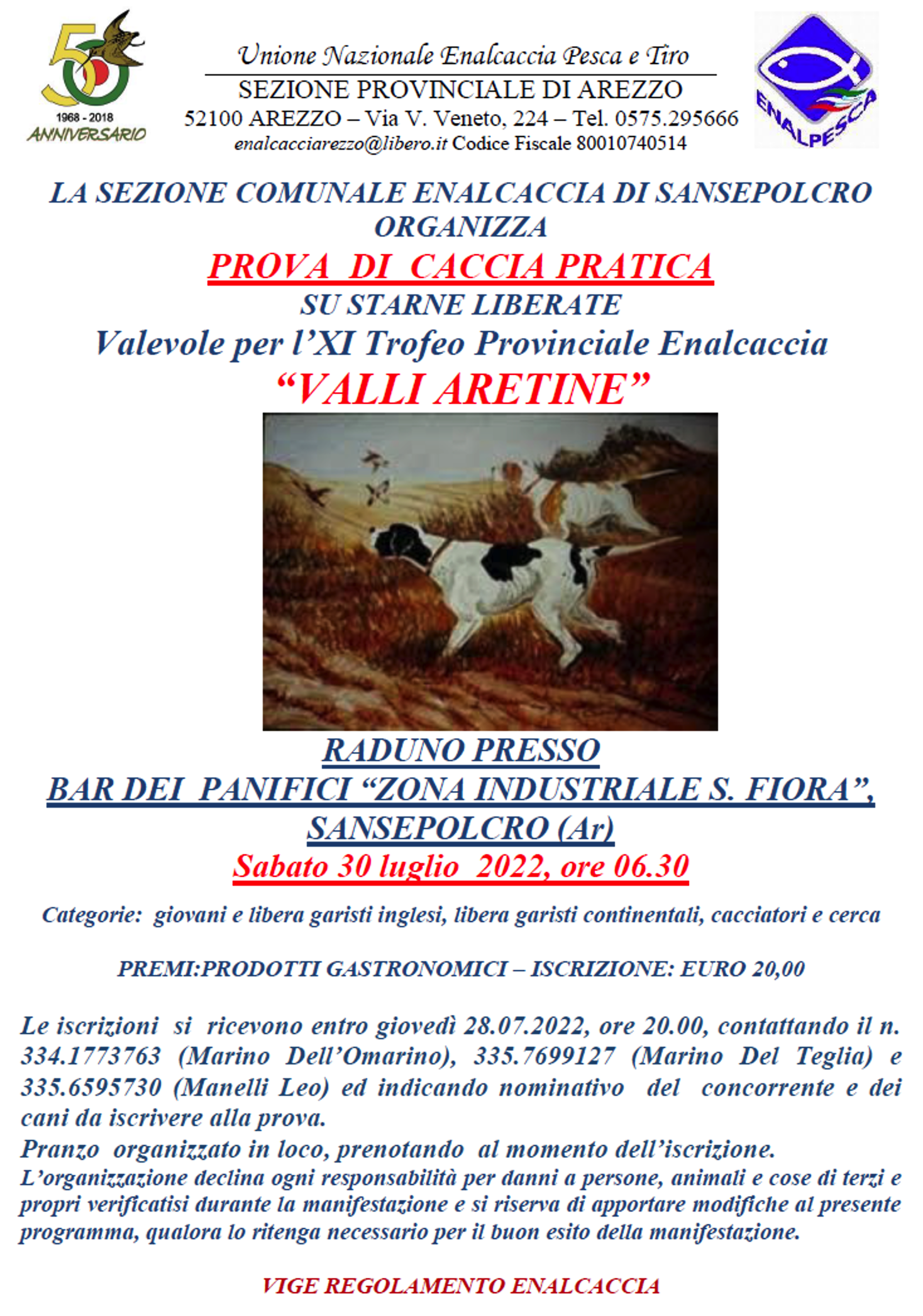 XI Trofeo Provinciale Enalcaccia Valli Aretine